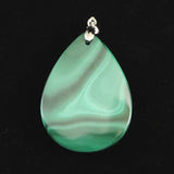 天眼マラカイト 孔雀石 36mmペアシェイプ ペンダントトップ 16.9g (ID:22275)