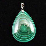 天眼マラカイト 孔雀石 36mmペアシェイプ ペンダントトップ 16.9g (ID:22275)