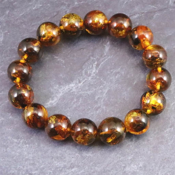天然琥珀 バルティックアンバー  12.5mm玉ブレスレット 18.1g (ID:22531)