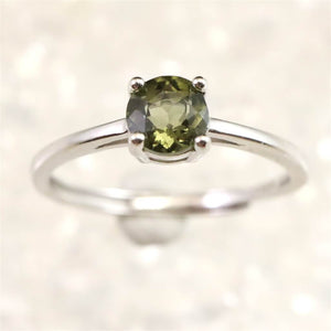 モルダバイト 5mmラウンドカット リング フリーサイズ type.E (ID:23271)
