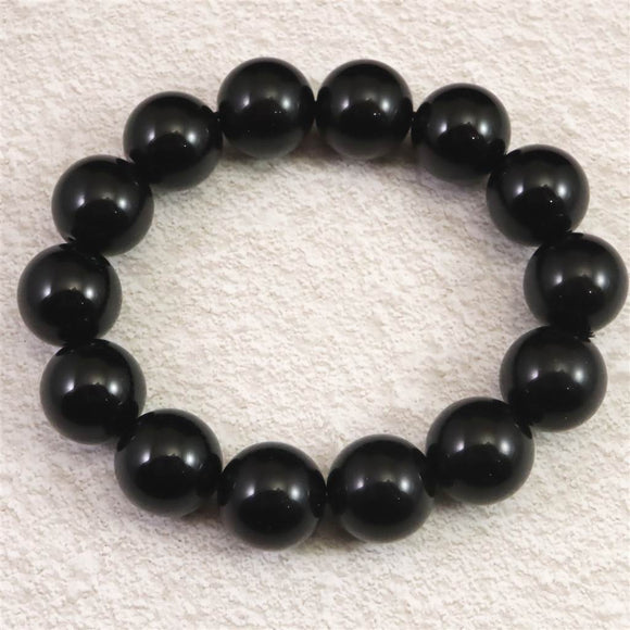 チベット産 天然モリオン水晶(4A)　16mm玉 ブレスレット 84.00g (ID:23531)