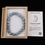 糸魚川翡翠 小滝入コン沢　青 A 10ｍｍ玉ブレスレット ディレクトリカード＆桐箱付 36.5g (ID:23692)