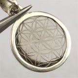 天然非加熱 ヒマラヤ ガウリシャンカール スモーキークォーツ フラワー オブ ライフ ペンダントトップ 2.62g (ID:23704)