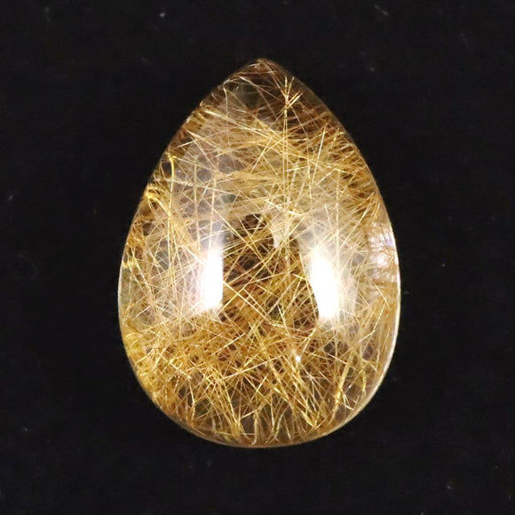 ヒマラヤ マニハール産 ゴールドルチル入り 水晶 ティアドロップ型 ルース 12.1ct (ID:23761)