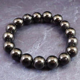 ノーブルシュンガイト  エリートシュンガイト　12mm玉ブレスレット 33.19g (ID:24465)