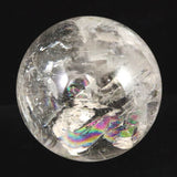 ブラジル産 天然水晶  74mmスフィア 丸玉 レインボー アイリスクォーツ 台付 591g (ID:24645)