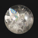 ブラジル産 天然水晶  74mmスフィア 丸玉 レインボー アイリスクォーツ 台付 591g (ID:24645)