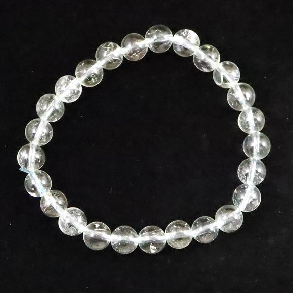 天然非加熱 ゴシェナイト ヒマラヤンベリル　7.5mm玉ブレスレット 16.5g (ID:24859)