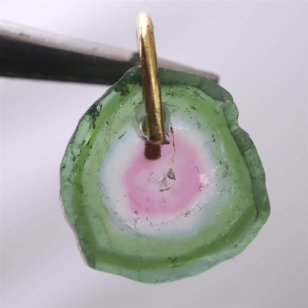 ウォーターメロントルマリン ペンダントトップ K18YG 0.73g (ID:24948