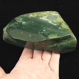 出雲碧玉 出雲石 135mm原石磨き 置物 ディレクトリカード付 589g　 (ID:25471)