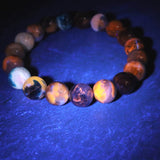 ブルーハックマナイトシリカ 蛍光 10mm玉ブレスレット 26.7g (ID:25768)