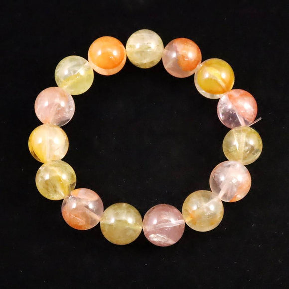 オーロラクォーツ ライモナイトインクォーツ 14.5mm玉ブレスレット 65.6g (ID:26473)