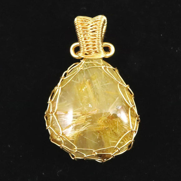 ゴールドルチルクォーツ  ワイヤー ペンダントトップ 5.6g (ID:26491)
