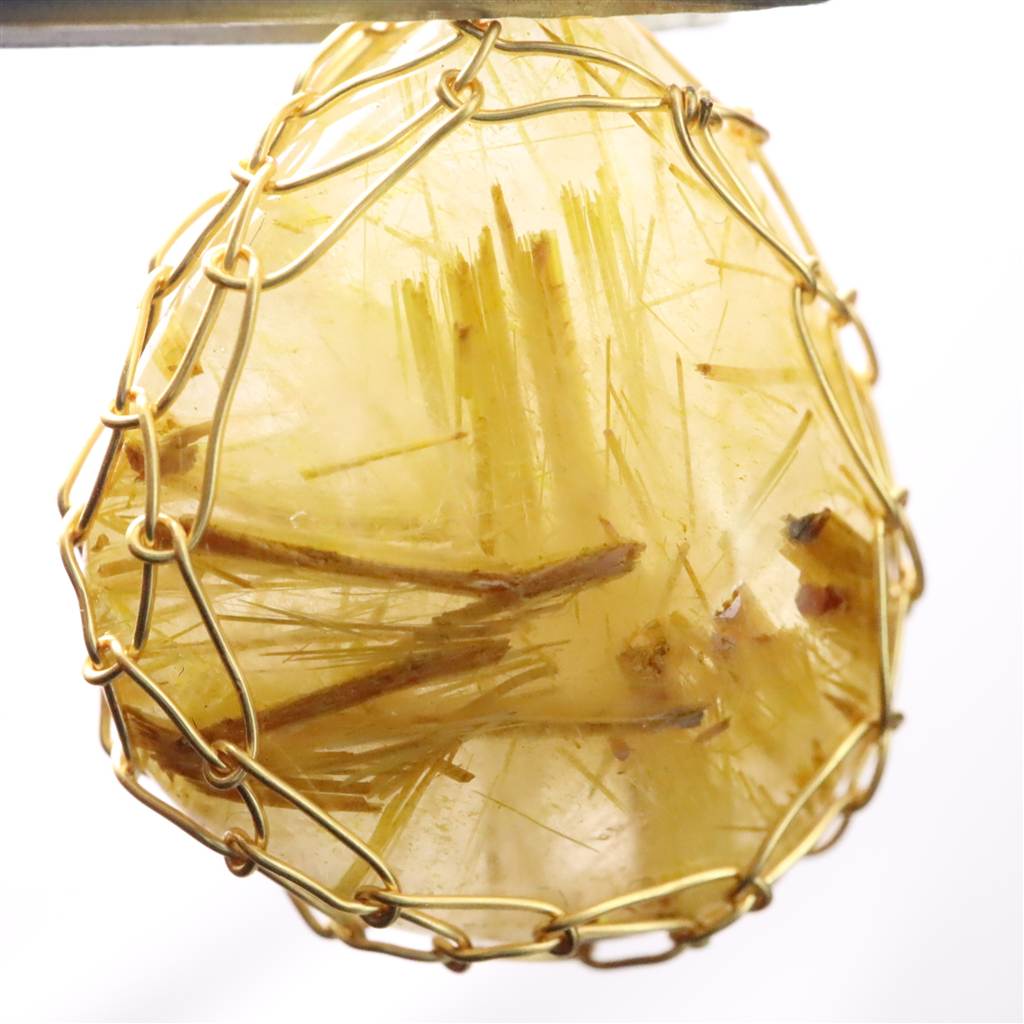 ゴールドルチルクォーツ ワイヤー ペンダントトップ 5.6g (ID:26491