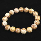 姫川薬石（ブラウン） 12mm玉ブレスレット　証明書付　41.4ｇ (ID:26549)