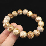 姫川薬石（ブラウン） 12mm玉ブレスレット　証明書付　41.4ｇ (ID:26549)