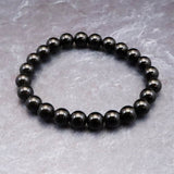 岐阜県産 黒水晶 モリオン 8mm玉ブレスレット　18.9g (ID:27411)