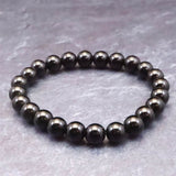 岐阜県産 黒水晶 モリオン 8mm玉ブレスレット　18.9g (ID:27411)
