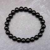 岐阜県産 黒水晶 モリオン 8mm玉ブレスレット　18.9g (ID:27411)