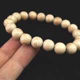 ホワイトドラゴンアイ ウッドビーズ 10mm玉ブレスレット 証明書付 6.0g (ID:27853)