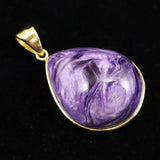 チャロアイト AAA+   25mmティアドロップ　ペンダントトップ 18KGP 7.9g (ID:28373)