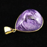 チャロアイト AAA+   25mmティアドロップ　ペンダントトップ 18KGP 7.9g (ID:28373)