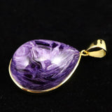 チャロアイト AAA+   25mmティアドロップ　ペンダントトップ 18KGP 7.9g (ID:28373)