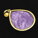 チャロアイト AAA+   25mmティアドロップ　ペンダントトップ 18KGP 7.9g (ID:28373)