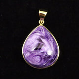 チャロアイト AAA+   25mmティアドロップ　ペンダントトップ 18KGP 7.9g (ID:28373)