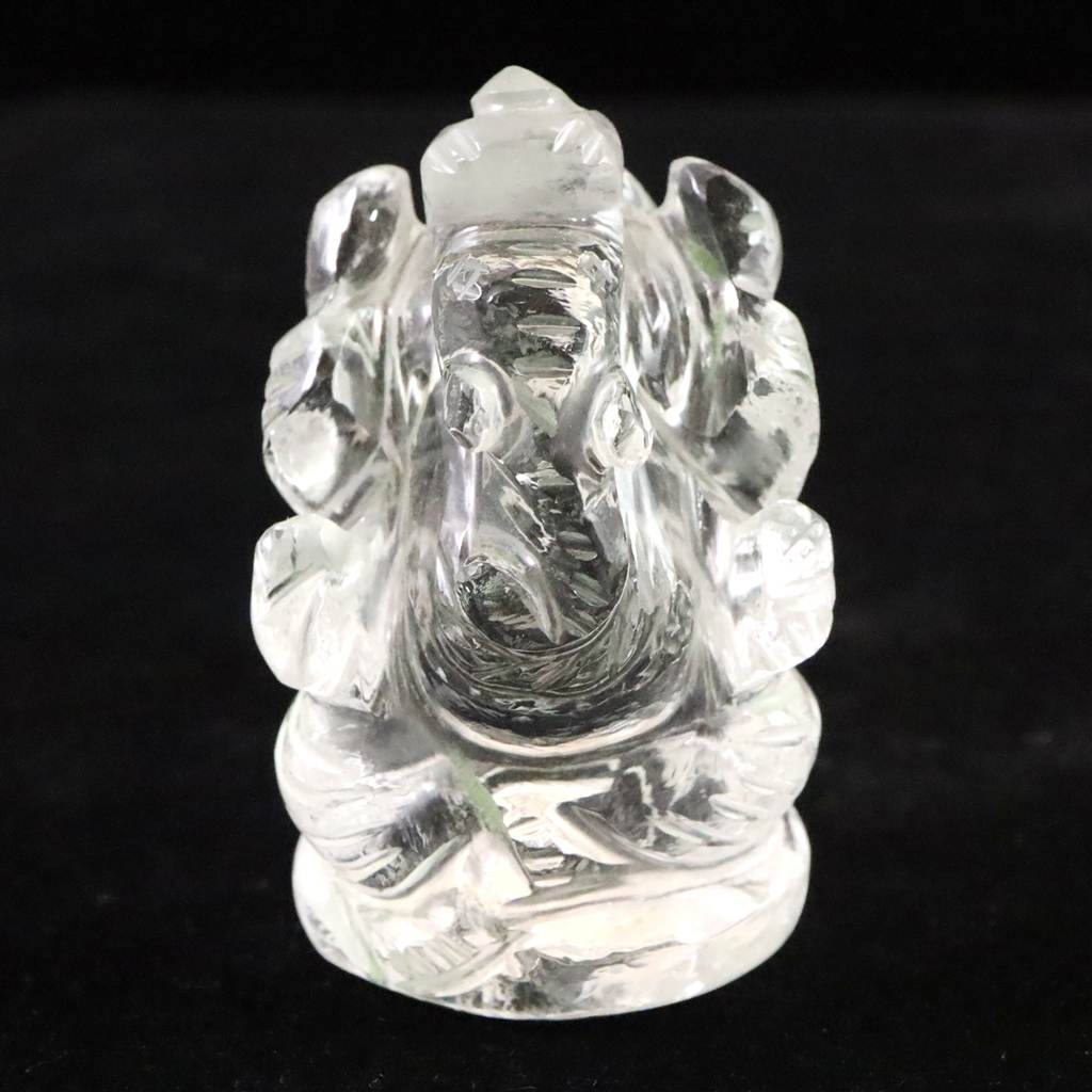 ガネーシャ　ヒマラヤ水晶　置物 ヒマラヤ水晶 マニカラン産 51mm ガネーシャ彫刻置物 54g (ID:28663