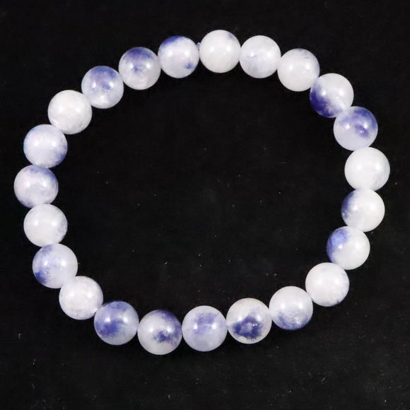 デュモルチェライトインクォーツ 8mm玉　ブレスレット 16.9g (ID:28809)