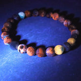 ブルーハックマナイトシリカ 蛍光 7.5mm玉ブレスレット 14.1g (ID:29152)