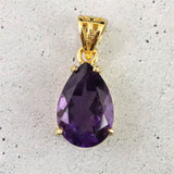 アメジスト 12ｍｍペアシェイプ型　ペンダントトップ 18KGP 1.52g (ID:29217)