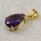 アメジスト 12ｍｍペアシェイプ型　ペンダントトップ 18KGP 1.52g (ID:29217)