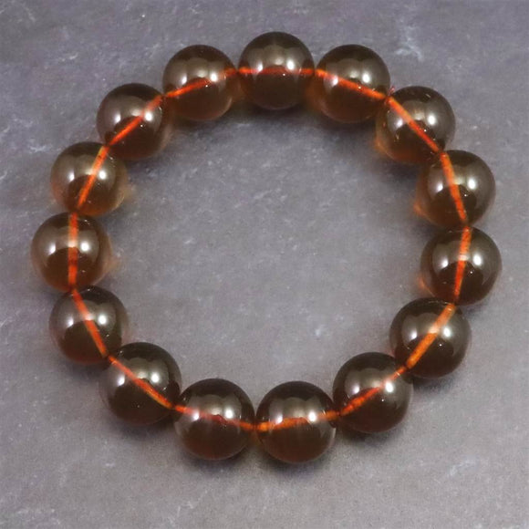 天然琥珀 ミャンマー産 レッドブルーアンバー  12.5mm玉ブレスレット 16.6g (ID:29352)