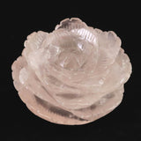 ローズクォーツ 薔薇彫刻置物　一刀一石彫り　506g (ID:29386)