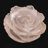 ローズクォーツ 薔薇彫刻置物　一刀一石彫り　506g (ID:29386)