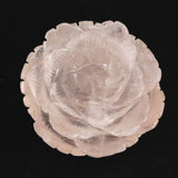 ローズクォーツ 薔薇彫刻置物　一刀一石彫り　506g (ID:29386)