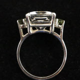 H＆E社 アゼツライト(AZOZEO)　モルダバイト コンビ リング 10号 証明書付 現品 3.8g (ID:30573)