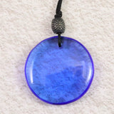 H&E社 シベリアンブルークォーツ　ディスク型タンブル コード ペンダント 8.4g (ID:30694)