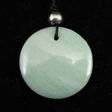 H&E社 ブルーグリーン アゼツライト（AZOZEO)  ディスク型 コード ペンダント 6.5g (ID:30750)