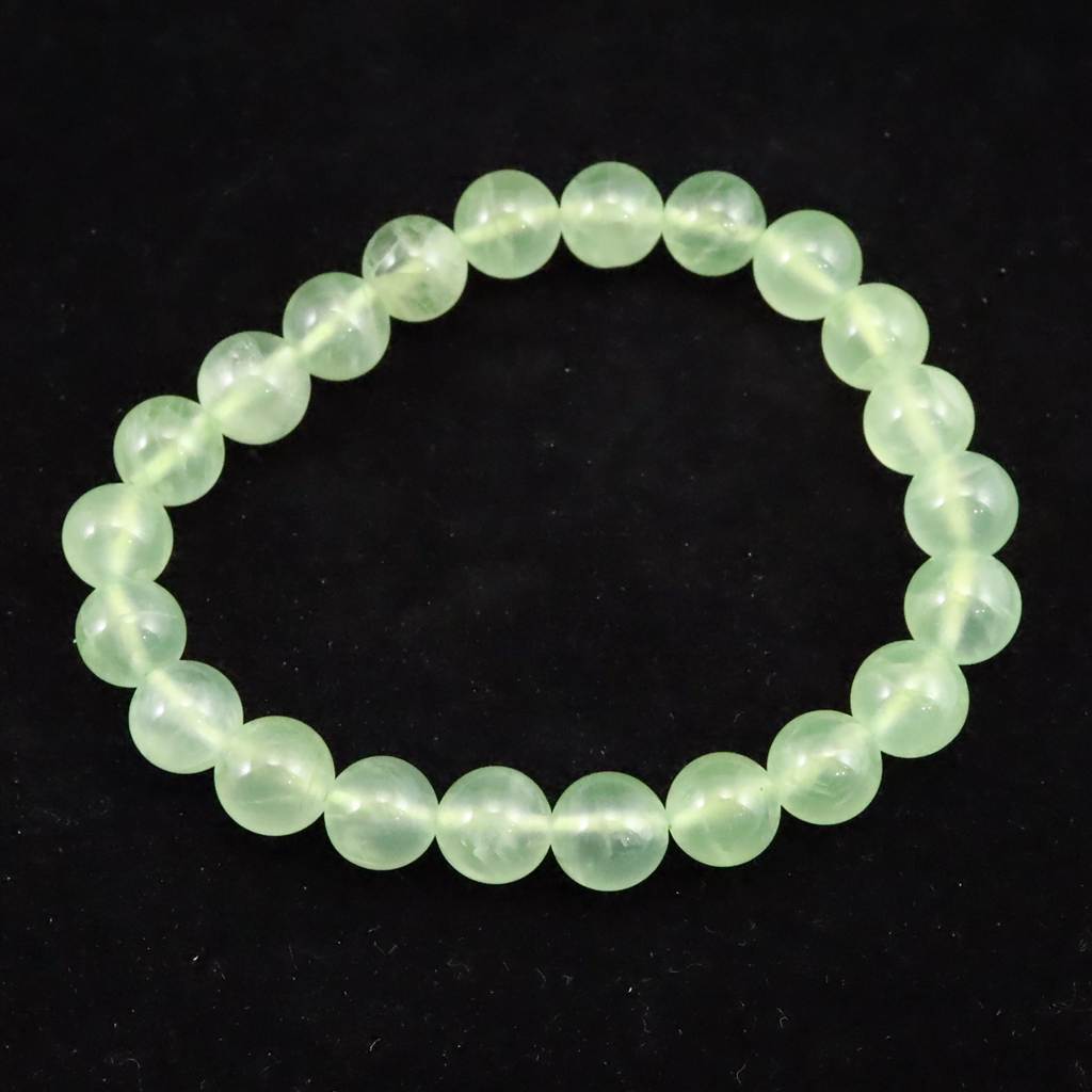 プレナイト ぶどう石 AA+ 8.5mm玉ブレスレット 21.6g (ID:31005
