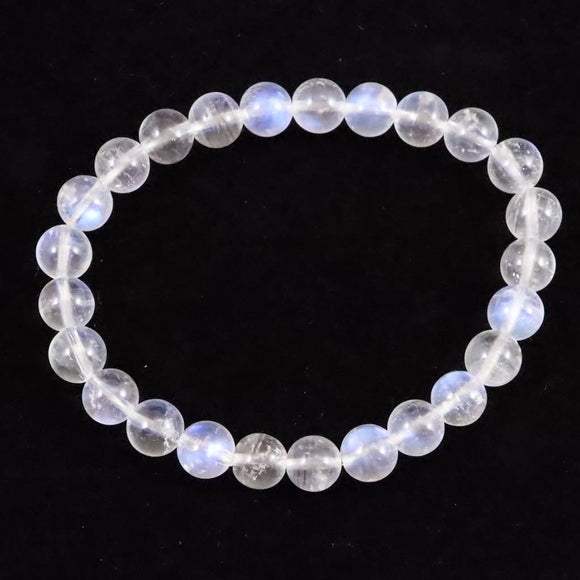 ブルー ムーンストーン ホワイトラブラドライト 7.5mm玉ブレスレット 14.4g (ID:31188)