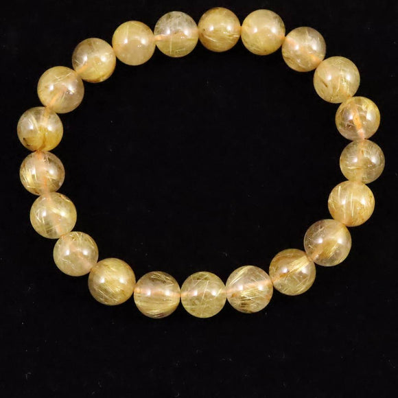 ゴールドルチルクォーツ 3A 9mm玉ブレスレット 22.4g (ID:31250)