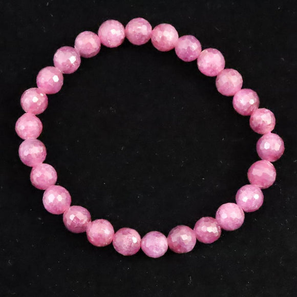 天然ルビー 128面カット  AA+  7mm玉 ブレスレット 19.3g　 (ID:31412)