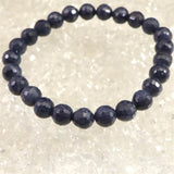 ミャンマー産 ブルー サファイア 8mm 128面カット ブレスレット 22.9g　　 (ID:31815)