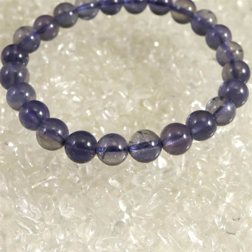 アイオライト きんせい石 (3A) 7.5mm玉ブレスレット 13.9g (ID:32065