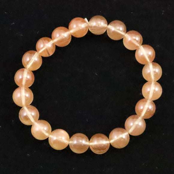 チベット産 ピンクブラウン シラー アンデシン  10mm玉ブレスレット 29.08g (ID:32447)