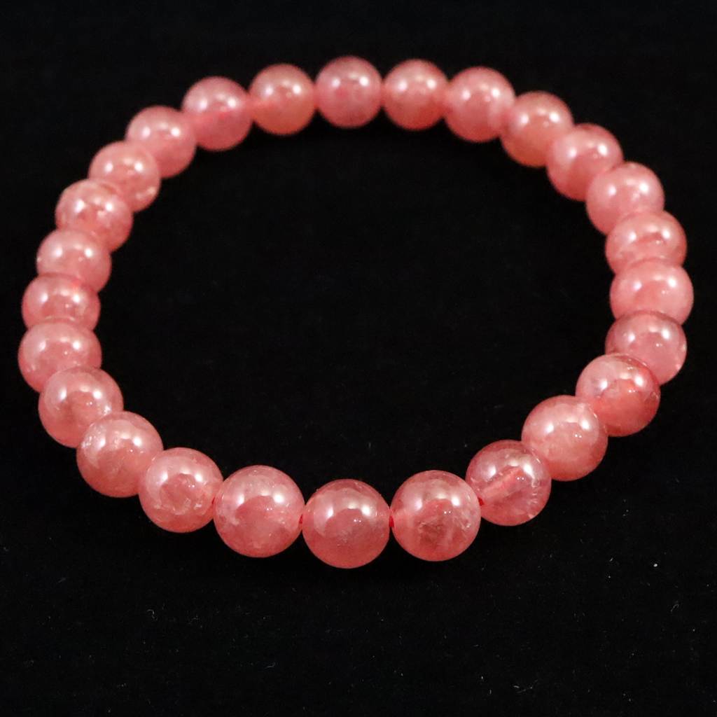 天然石　インカローズのブレスレット インカローズ アルゼンチン産 4A 7mm玉ブレスレット 18.2g (ID