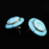 スリーピングビューティー鉱山産ターコイズ 25mmラウンド ピアス 12.73g (ID:33386)